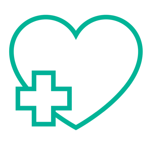 illustration of a heart with a hospital symbol in front of it