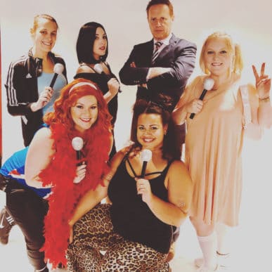 A group of Attane employees dressed as The Spice Girls for a company Halloween party